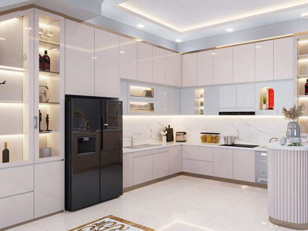 20+ Mẫu Tủ Bếp Nhôm Hợp Kim Cánh Kính Thiết Kế Đơn Giản, Hiện Đại