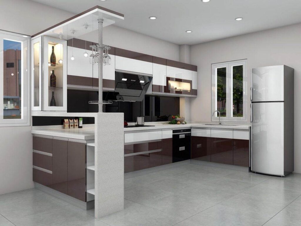 20+ Mẫu Tủ Bếp Nhôm Hợp Kim Cánh Kính Thiết Kế Đơn Giản, Hiện Đại