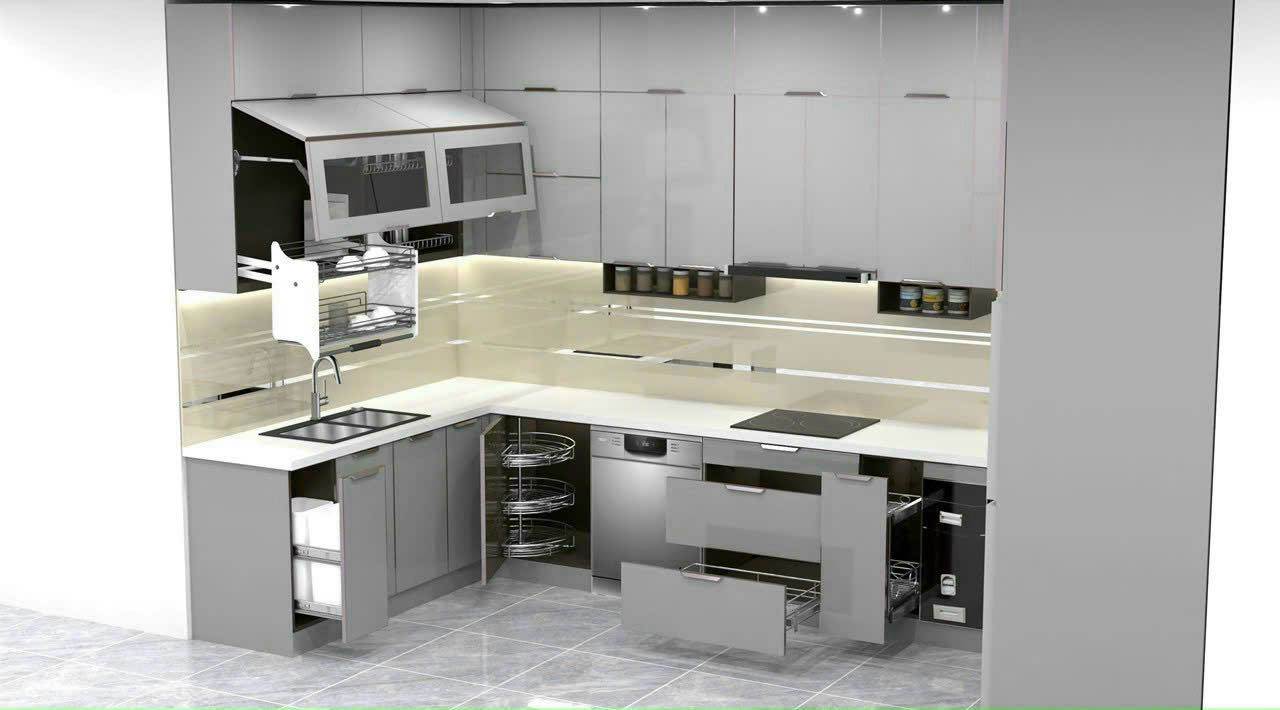 Top Mẫu Tủ Bếp Inox Cánh Kính Chữ L Sang Trọng, Bền Đẹp 2024