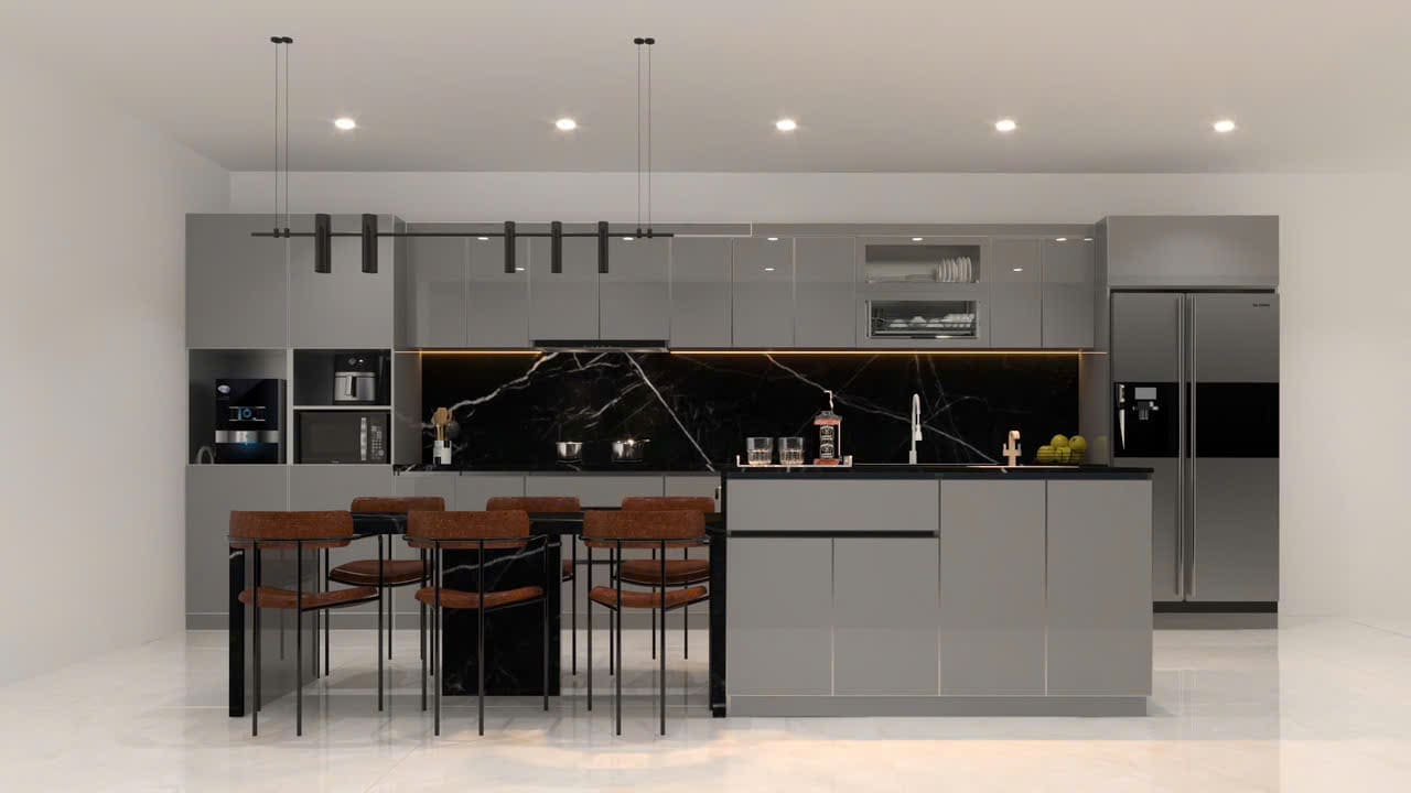 Mẫu Tủ Bếp Hợp Kim Nhôm Chữ I Đẹp, Hiện Đại Cho Không Gian Nhỏ