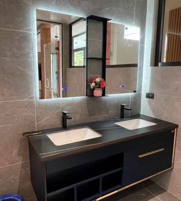 Tủ lavabo cánh inox