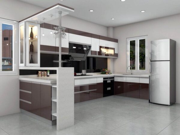 Tủ Bếp Nhôm Cánh Melamine