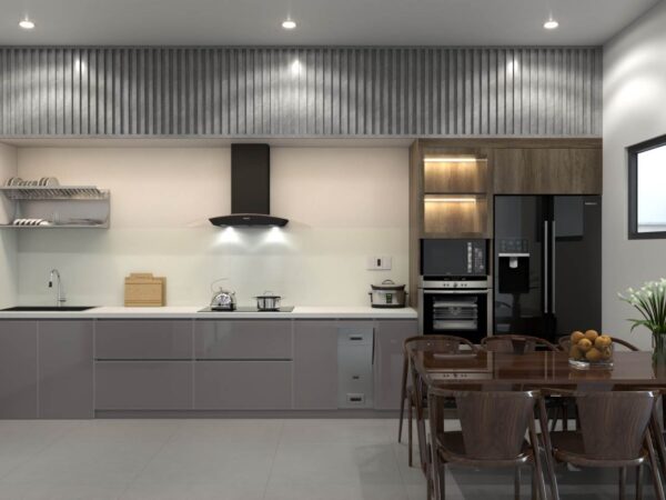 Tủ Bếp Khung Nhôm Cánh Inox