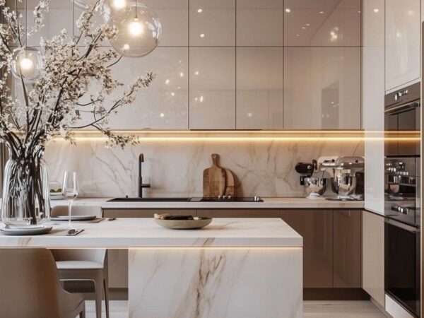 Đảo Bếp Inox Kết Hợp Mặt Đá