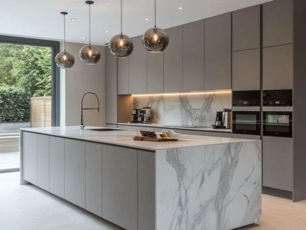 Đảo Bếp Inox Kết Hợp Mặt Đá