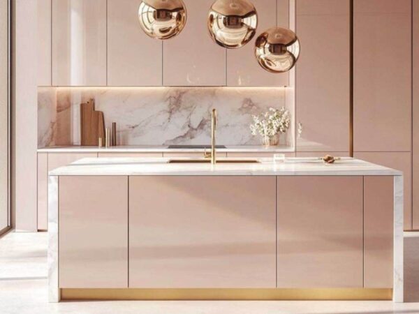 Bàn Đảo Bếp Khung Nhôm Kính Cường Lực 