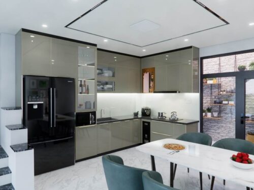 Tủ Bếp Nhôm Kính Sơn Tĩnh Điện