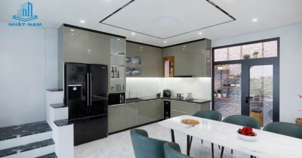 Tủ Bếp Nhôm Kính Sơn Tĩnh Điện