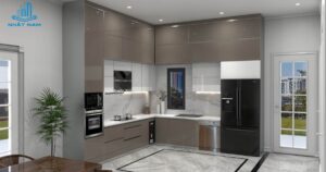 Tủ Bếp Nhôm Kính