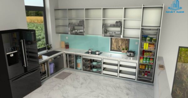 Tủ Bếp Nhôm Kính