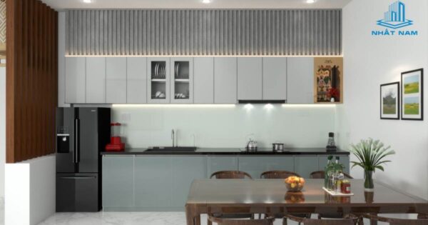 Tủ Bếp Inox Cánh Kính Hệ Chống Bám Vân Tay