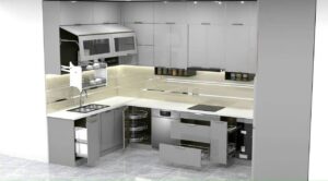 Tủ Bếp Inox Xước 3 Lớp Hệ Module