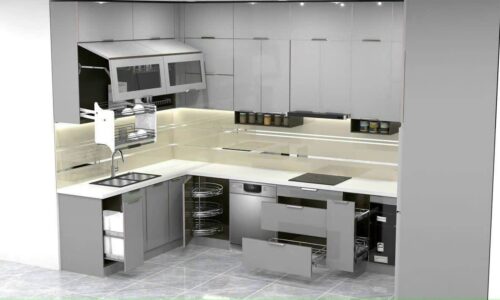 Tủ Bếp Inox Xước 3 Lớp Hệ Module