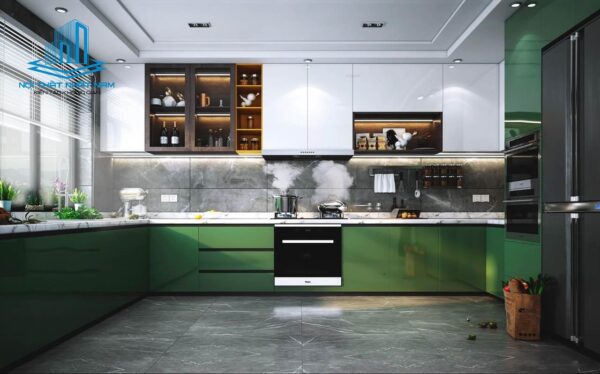 Tủ bếp Inox caro 3 lớp hệ module