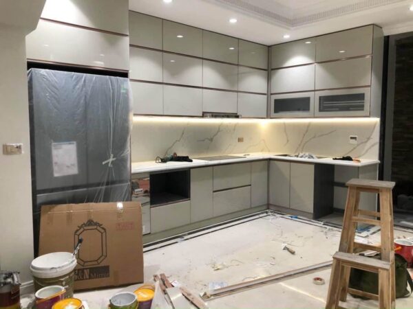 Tủ Bếp Inox Xước 1 Lớp Hệ Module