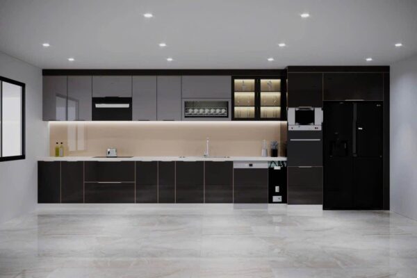 Tủ Bếp Nhôm Cánh Melamine