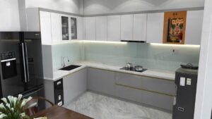 Tủ Bếp Nhôm Cánh Melamine