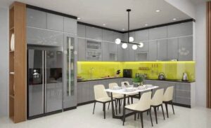 Tủ Bếp Nhôm Cánh Kính