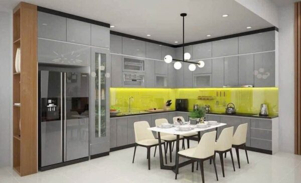 Tủ Bếp Nhôm Cánh Kính