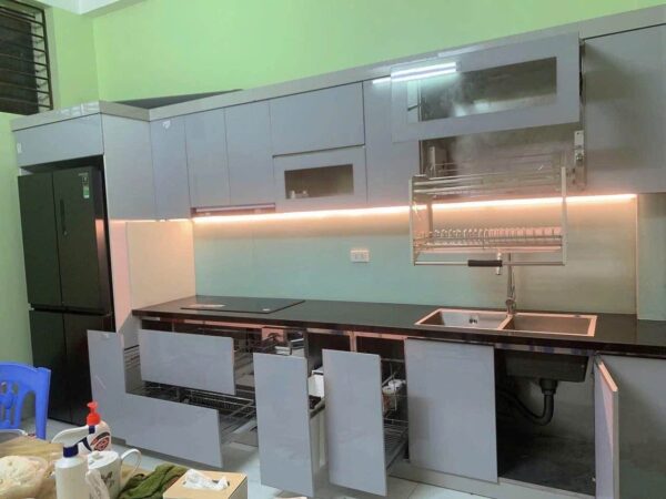 Tủ Bếp Nhôm Cánh Kính