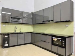 Tủ Bếp Nhôm Cánh Kính