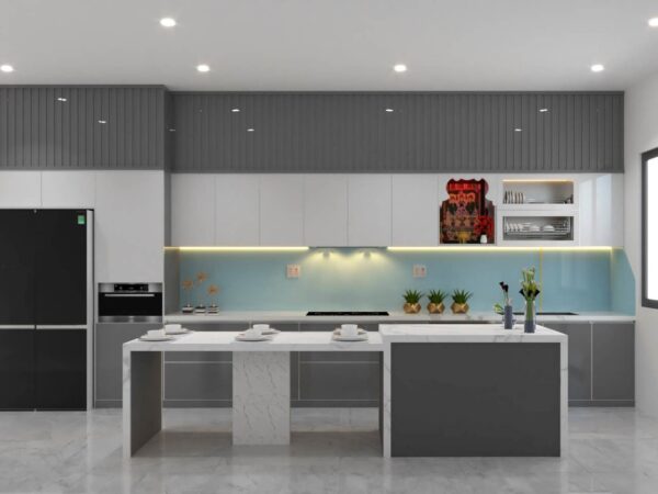 Tủ Bếp Khung Nhôm Cánh Inox