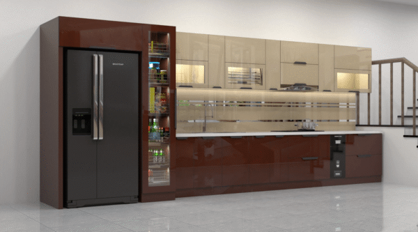 Tủ Bếp Inox Cánh Kính Hệ Chống Bám Vân Tay