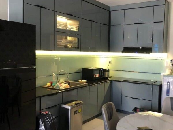 Tủ Bếp Khung Nhôm Cánh Inox