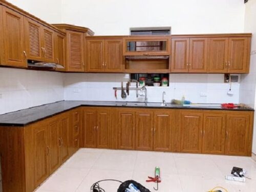 Tủ Bếp Nhôm Vân Gỗ