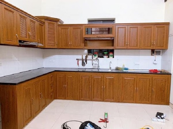 Tủ Bếp Nhôm Vân Gỗ
