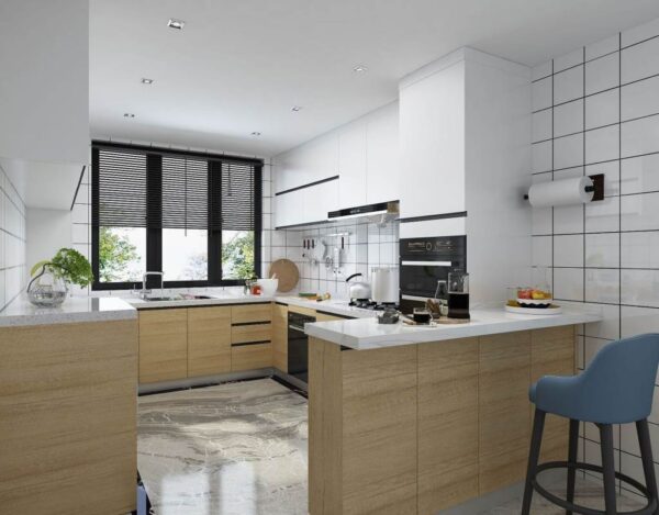 Tủ Bếp Nhôm Cánh Melamine