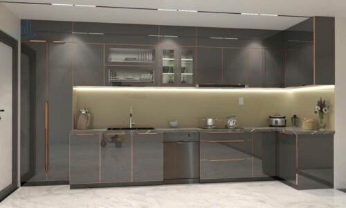 Tủ Bếp Inox 304 Cánh Kính 