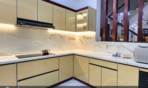 Tủ Bếp Inox Cao Cấp – Cánh Kính Mờ Chống Bám Vân Tay