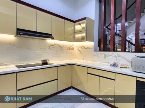 Tủ Bếp Inox Cao Cấp – Cánh Kính Mờ Chống Bám Vân Tay