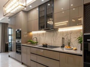 Tủ Bếp Nhựa Cánh Kính