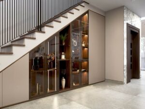 Tủ Cầu Thang Nhôm Kính