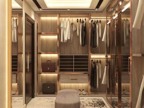 Tủ Quần Áo Âm Tường Nhôm Kính