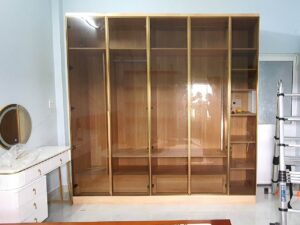 Tủ Quần Áo Nhôm Kính Vân Gỗ
