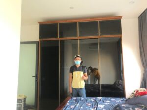 Tủ Quần Áo Nhôm Kính Vân Gỗ