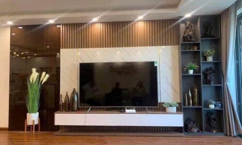 Vách Tivi Nhựa Giả Gỗ