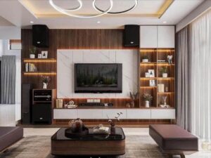 Vách Tivi Nhựa Giả Gỗ