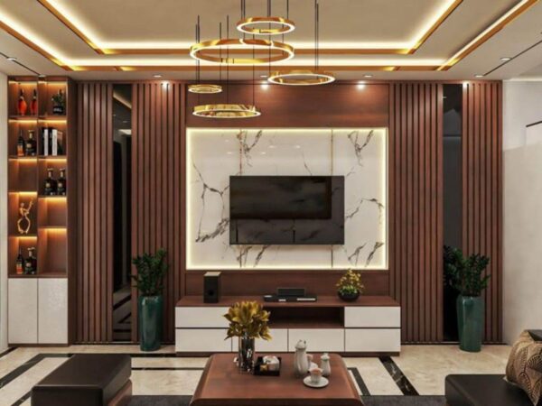 Vách Tivi Nhựa Giả Gỗ