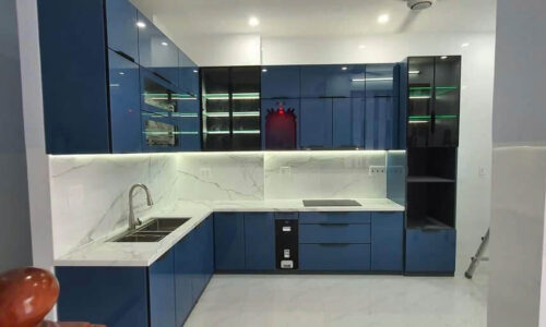 Tủ Bếp Nhôm Cánh Kính Cường Lực