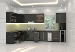 Tủ Bếp Nhôm Kính Sơn Tĩnh Điện